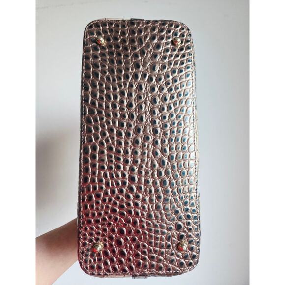 Brahmin Duxbury Satchel Petrol Magnus Croc Embossed Leather Bag Strap Dust Bag - Picture 3 of 16